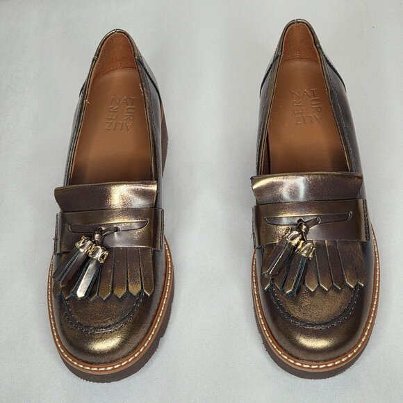 NWT Naturalizer Desmond Kiltie Bronze Lug Sole Leather Loafers - Picture 2 of 8